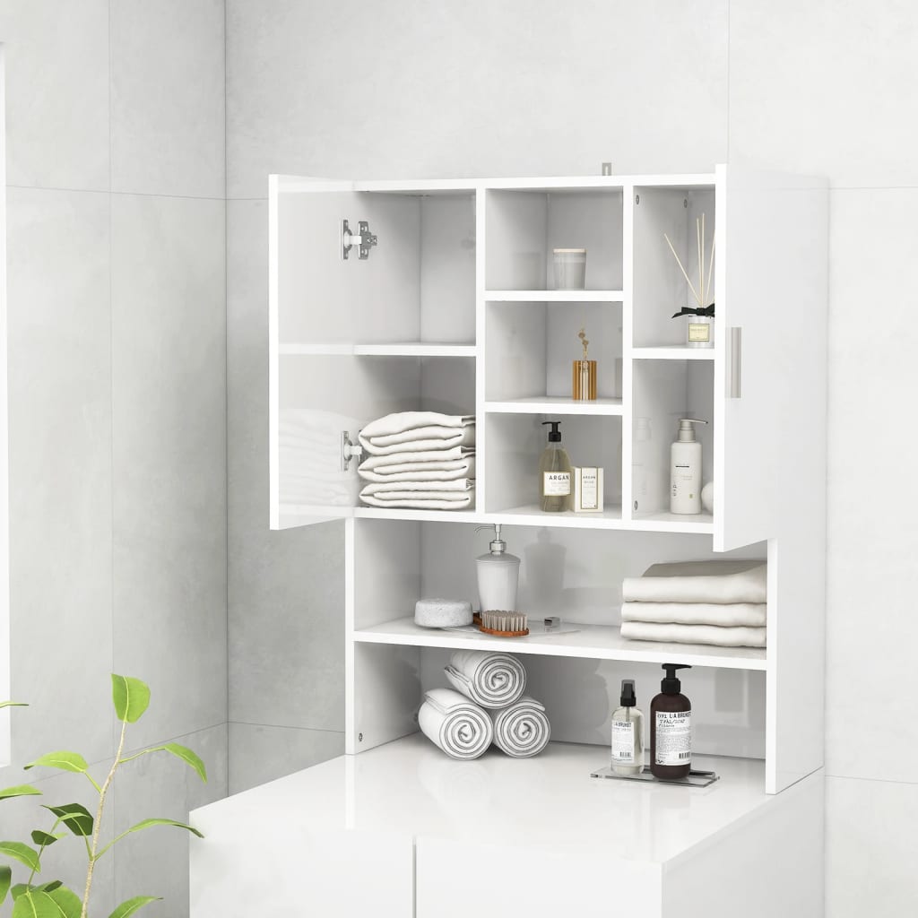 vidaXL Dulap mașină de spălat, alb extralucios, 70,5x25,5x90 cm vidaXL Dulap mașină de spălat, alb extralucios, 70,5x25,5x90 cm