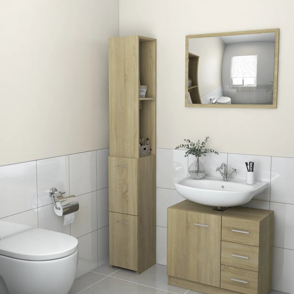 vidaXL Dulap de baie, stejar sonoma, 25x26,5x170 cm, lemn prelucrat vidaXL Dulap de baie, stejar sonoma, 25x26,5x170 cm, lemn prelucrat