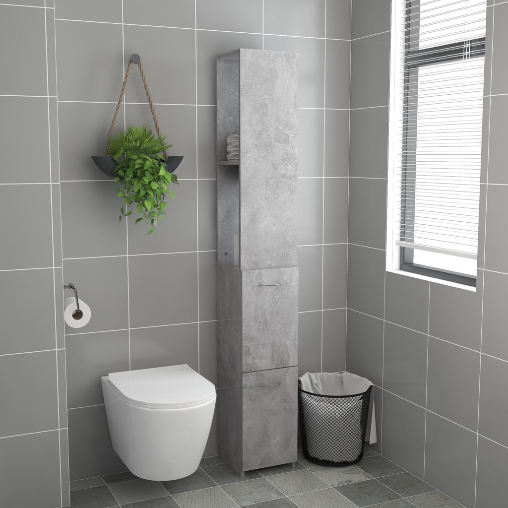 vidaXL Dulap de baie, gri beton, 25x26,5x170 cm, lemn prelucrat