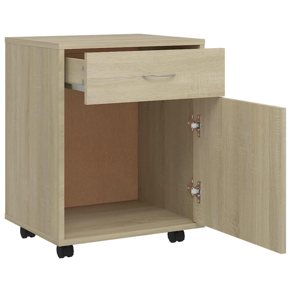 vidaXL Dulap cu roți, stejar sonoma, 45x38x54 cm, PAL vidaXL Dulap cu roți, stejar sonoma, 45x38x54 cm, PAL