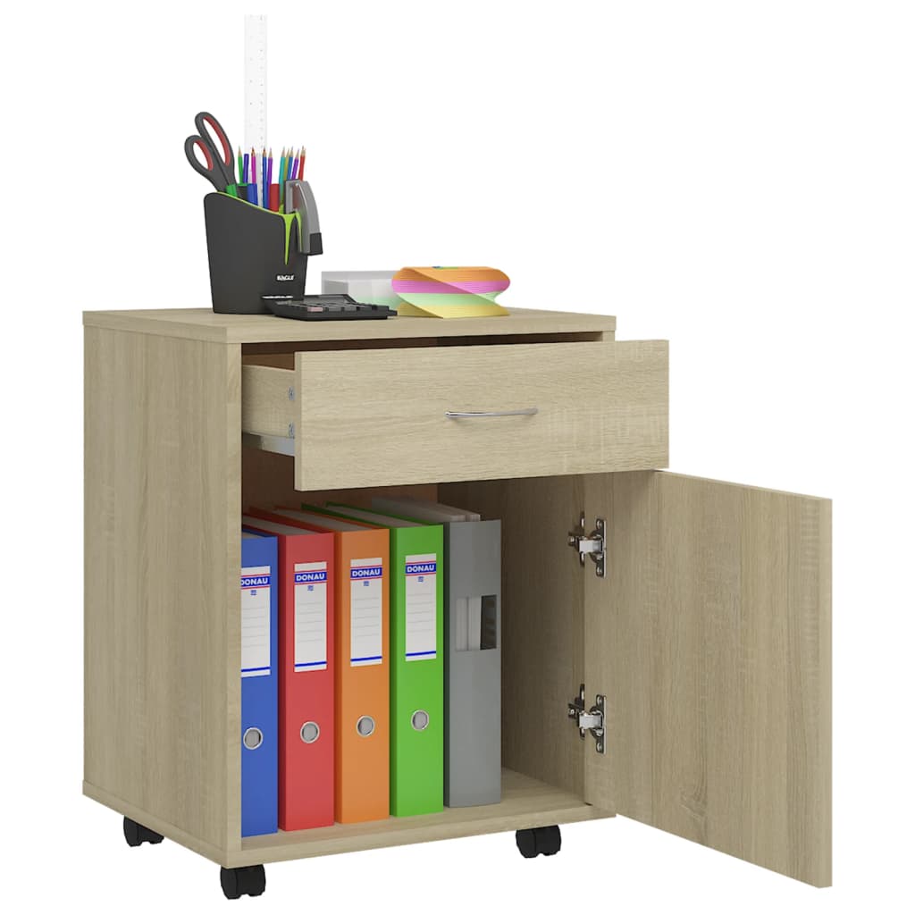 vidaXL Dulap cu roți, stejar sonoma, 45x38x54 cm, PAL vidaXL Dulap cu roți, stejar sonoma, 45x38x54 cm, PAL