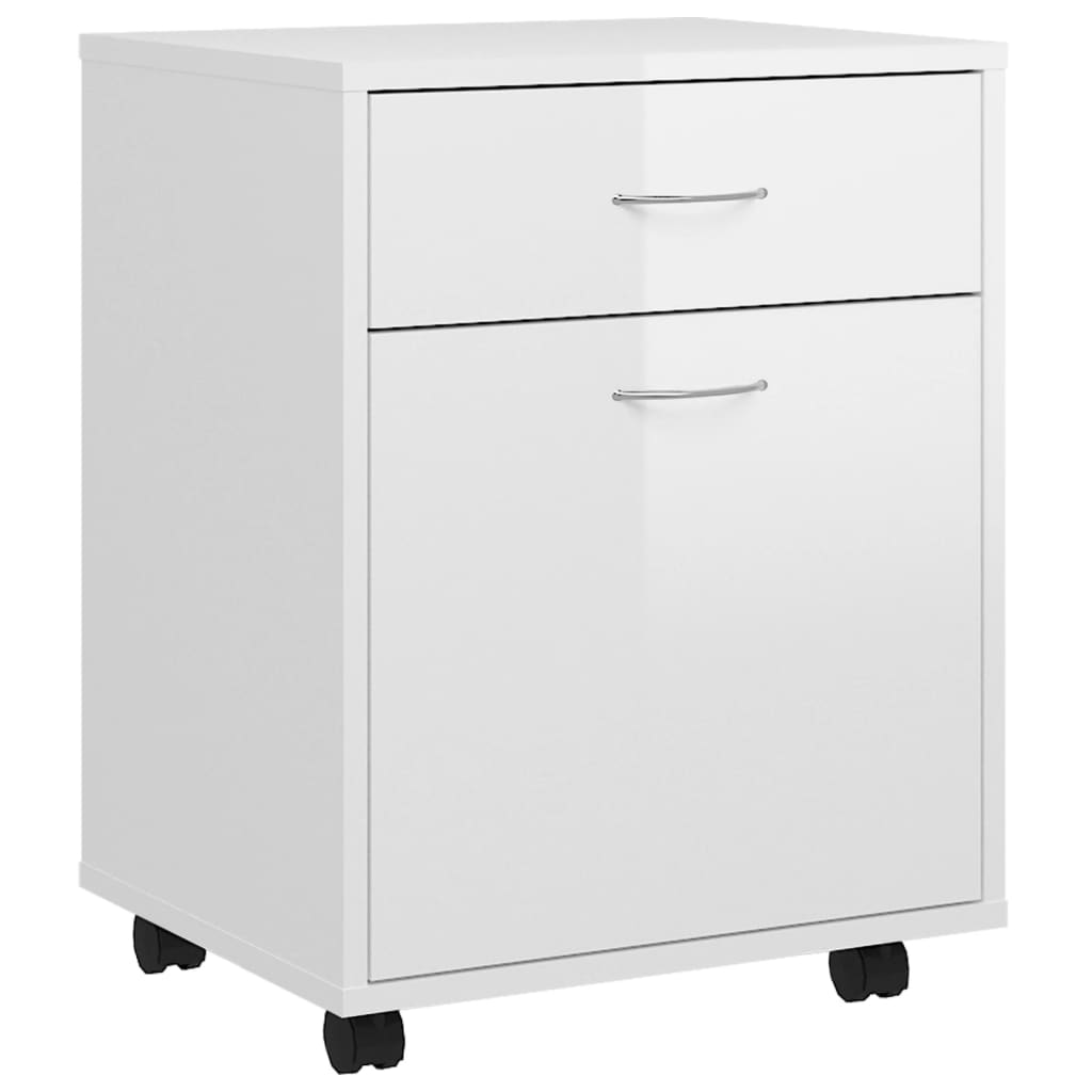vidaXL Dulap cu roți, alb extralucios, 45x38x54 cm, PAL