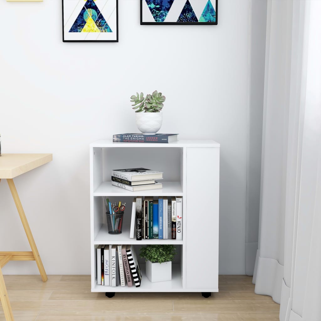 vidaXL Dulap cu roți, alb, 60x35x75 cm, PAL