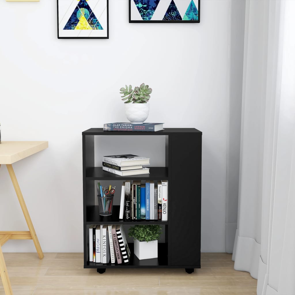 vidaXL Dulap cu roți, negru, 60x35x75 cm, PAL