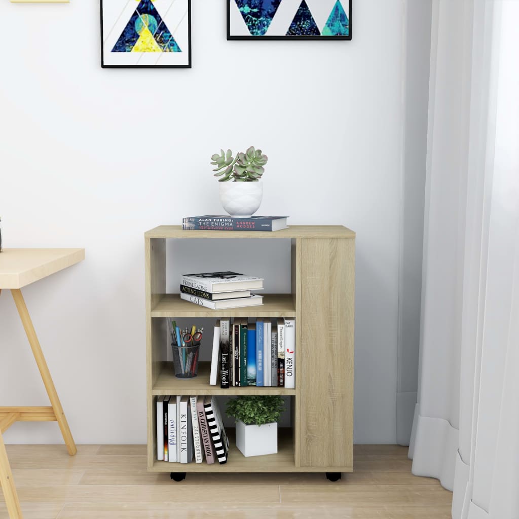 vidaXL Dulap cu roți, stejar sonoma, 60x35x75 cm, lemn prelucrat