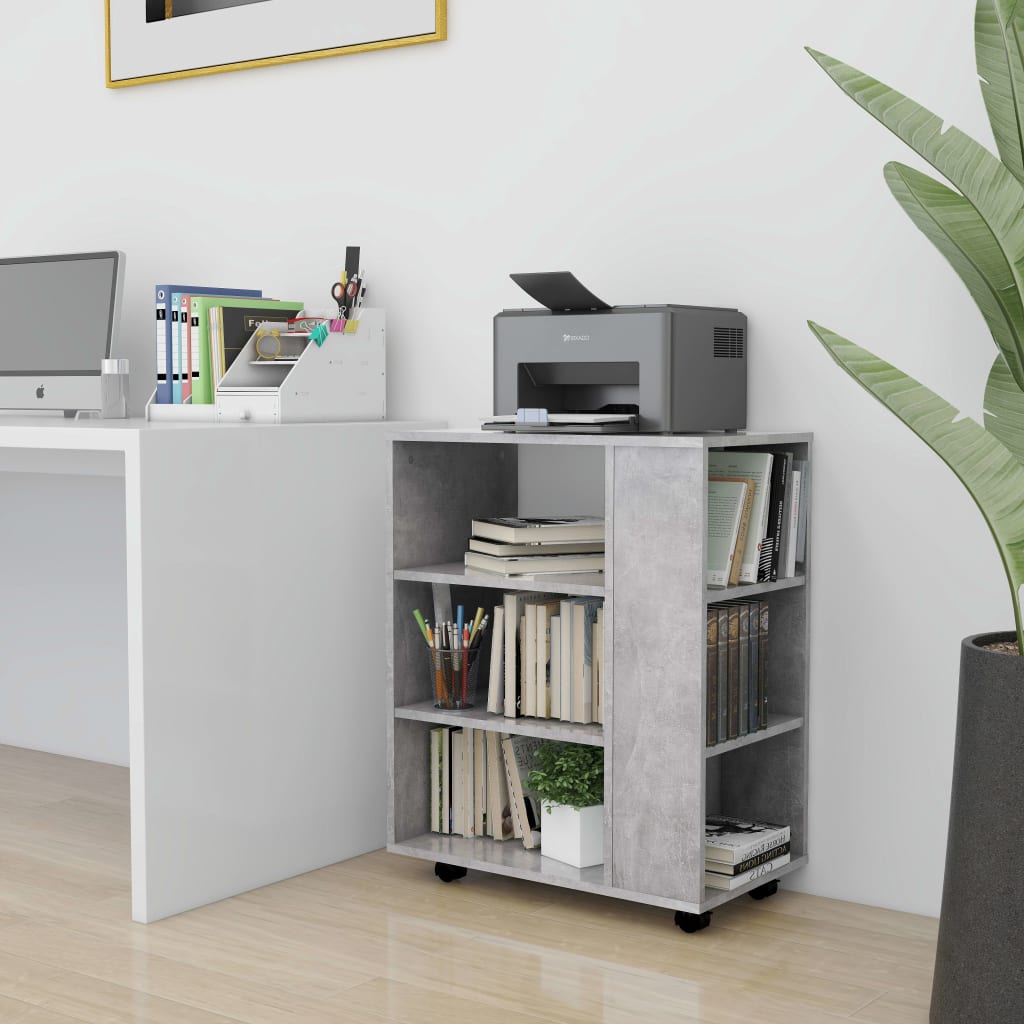 vidaXL Dulap cu roți, gri beton, 60x35x75 cm, lemn prelucrat