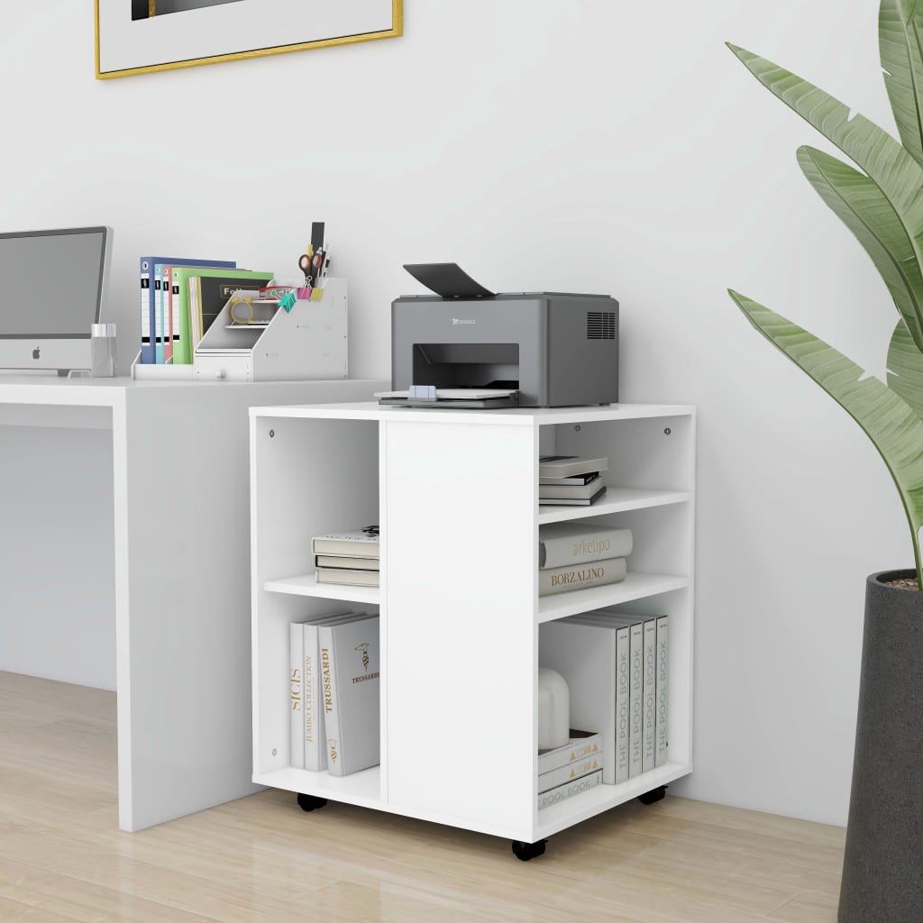 vidaXL Dulap cu roți, alb, 60x53x72 cm, lemn prelucrat vidaXL Dulap cu roți, alb, 60x53x72 cm, lemn prelucrat