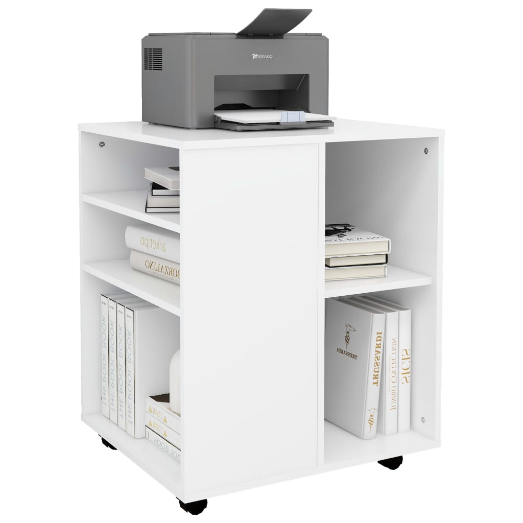 vidaXL Dulap cu roți, alb, 60x53x72 cm, lemn prelucrat vidaXL Dulap cu roți, alb, 60x53x72 cm, lemn prelucrat