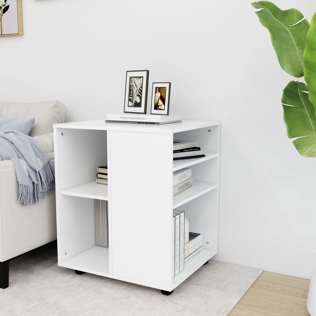 vidaXL Dulap cu roți, alb, 60x53x72 cm, lemn prelucrat vidaXL Dulap cu roți, alb, 60x53x72 cm, lemn prelucrat