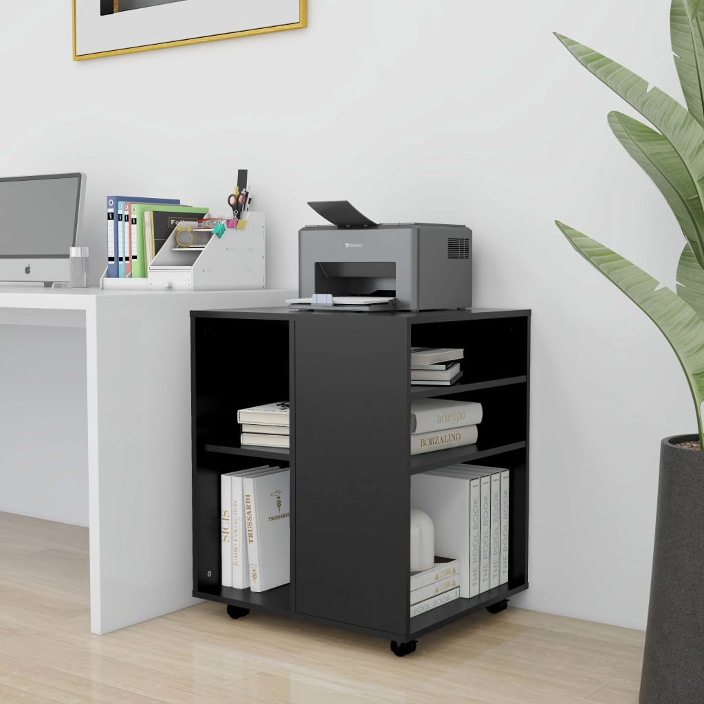 vidaXL Dulap cu roți, negru, 60x53x72 cm, PAL vidaXL Dulap cu roți, negru, 60x53x72 cm, PAL