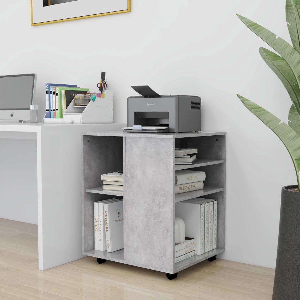vidaXL Dulap cu roți, gri beton, 60x53x72 cm, PAL vidaXL Dulap cu roți, gri beton, 60x53x72 cm, PAL