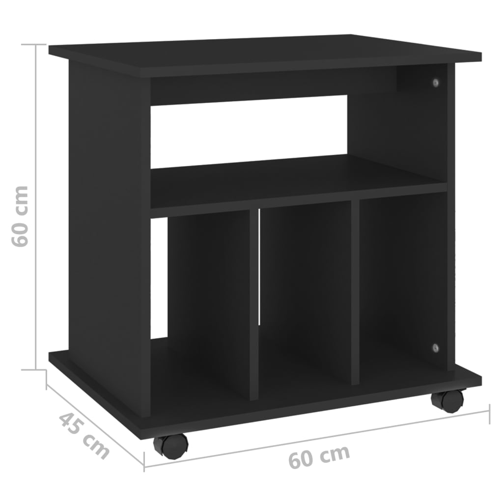 vidaXL Dulap cu roți, negru, 60x45x60 cm, PAL