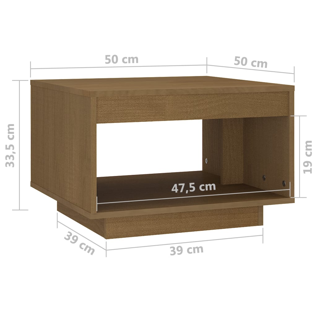 vidaXL Măsuță de cafea, maro miere, 50x50x33,5 cm, lemn masiv de pin vidaXL Măsuță de cafea, maro miere, 50x50x33,5 cm, lemn masiv de pin