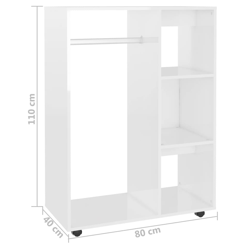 vidaXL Șifonier, alb extralucios, 80x40x110 cm, PAL vidaXL Șifonier, alb extralucios, 80x40x110 cm, PAL