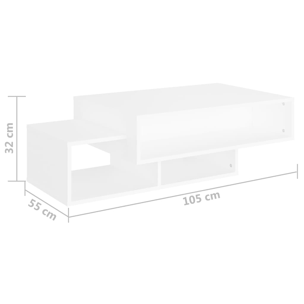 vidaXL Măsuță de cafea, alb, 105x55x32 cm, lemn prelucrat
