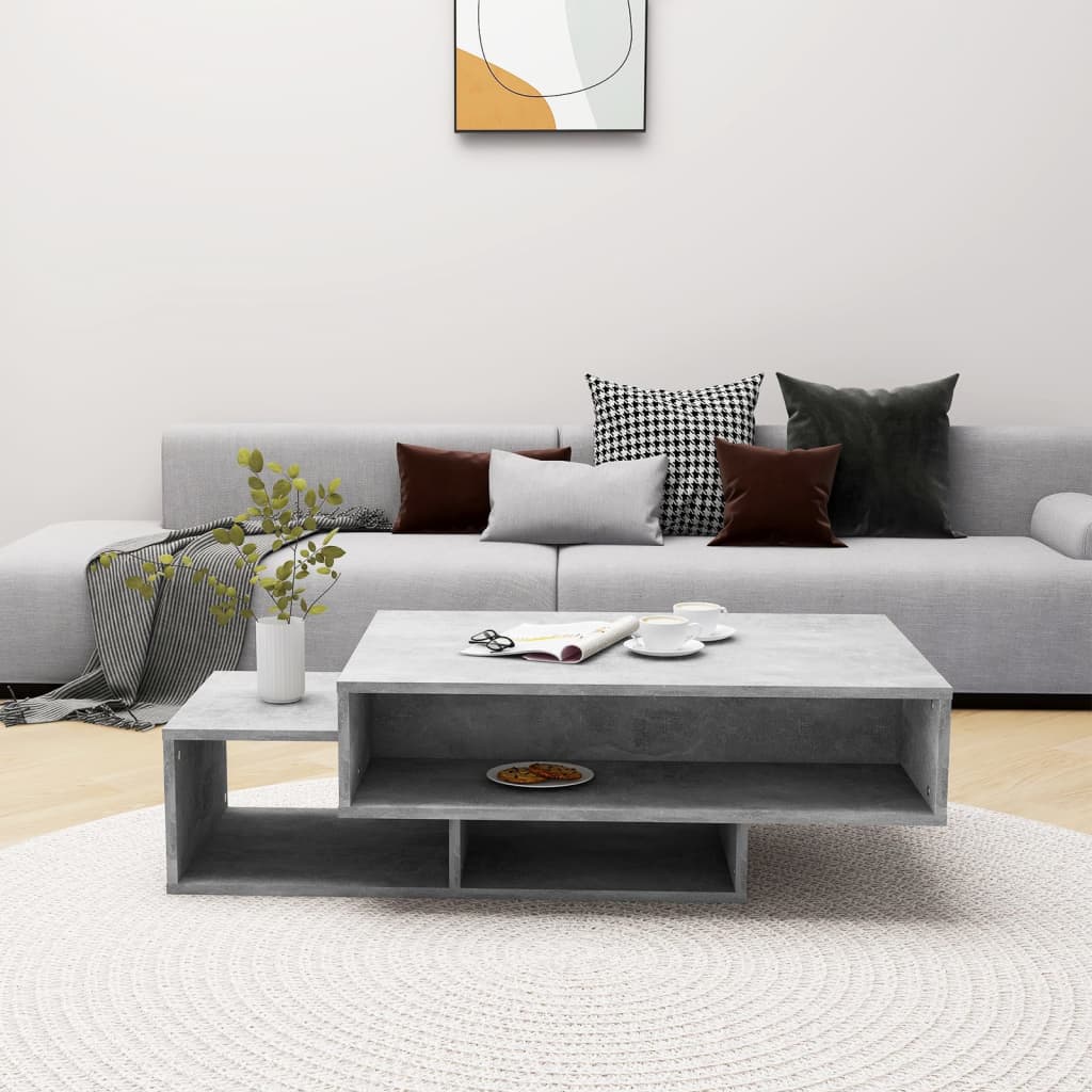 vidaXL Măsuță de cafea, gri beton, 105x55x32 cm, lemn prelucrat vidaXL Măsuță de cafea, gri beton, 105x55x32 cm, lemn prelucrat