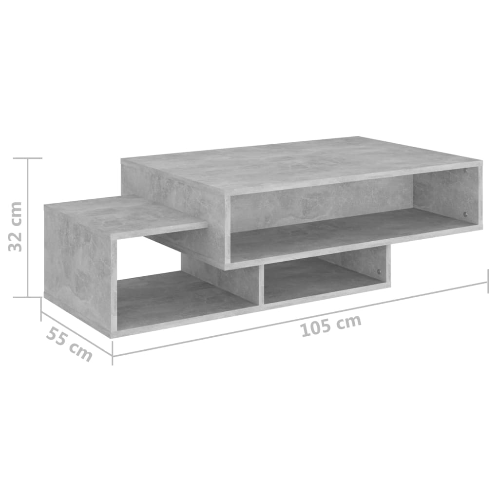 vidaXL Măsuță de cafea, gri beton, 105x55x32 cm, lemn prelucrat vidaXL Măsuță de cafea, gri beton, 105x55x32 cm, lemn prelucrat