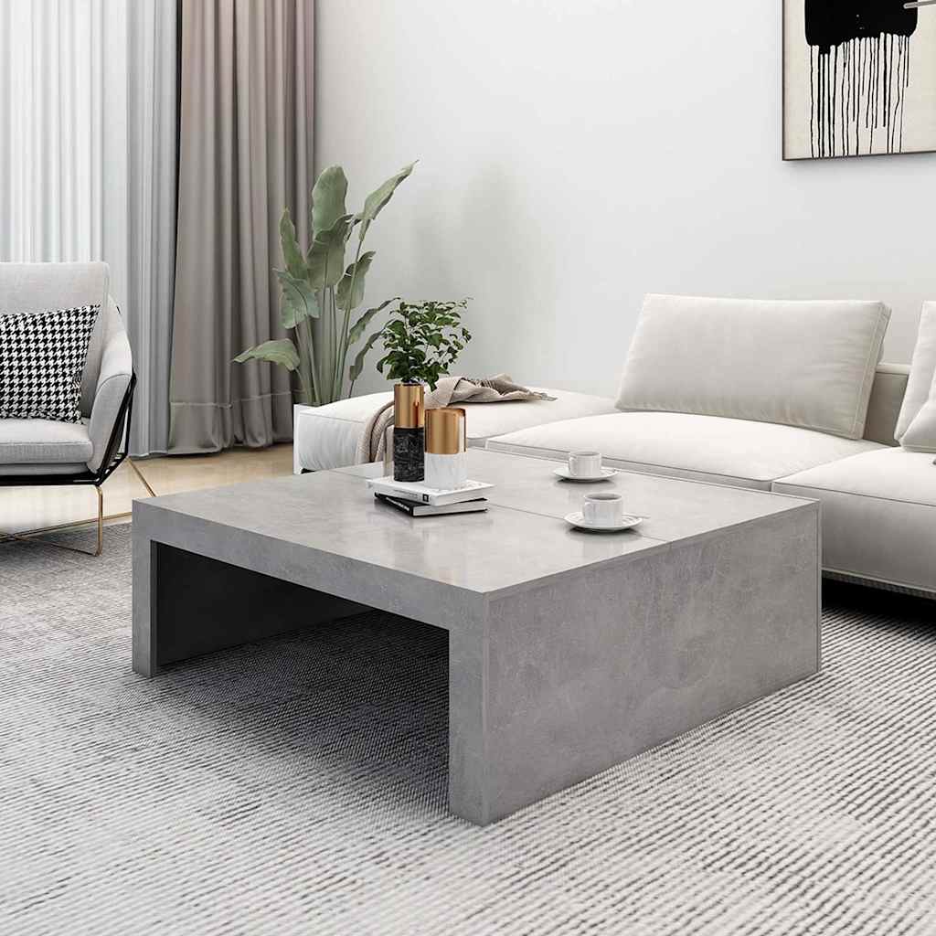 vidaXL Măsuță de cafea, gri beton, 100x100x35 cm, lemn prelucrat vidaXL Măsuță de cafea, gri beton, 100x100x35 cm, lemn prelucrat