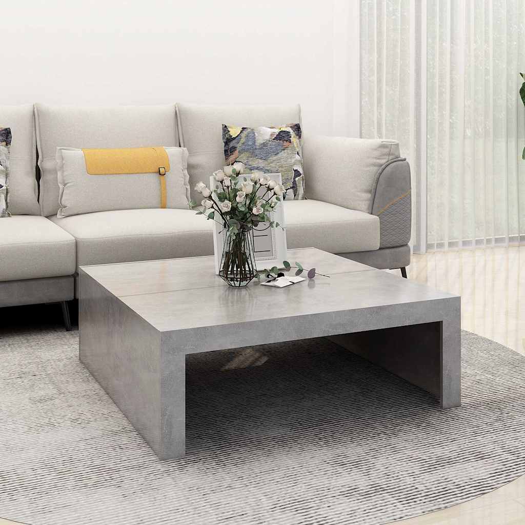 vidaXL Măsuță de cafea, gri beton, 100x100x35 cm, lemn prelucrat vidaXL Măsuță de cafea, gri beton, 100x100x35 cm, lemn prelucrat