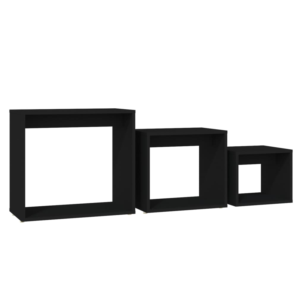 vidaXL Măsuțe suprapuse, 3 buc., negru, PAL
