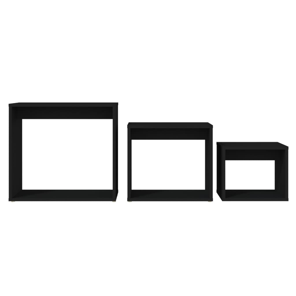vidaXL Măsuțe suprapuse, 3 buc., negru, PAL