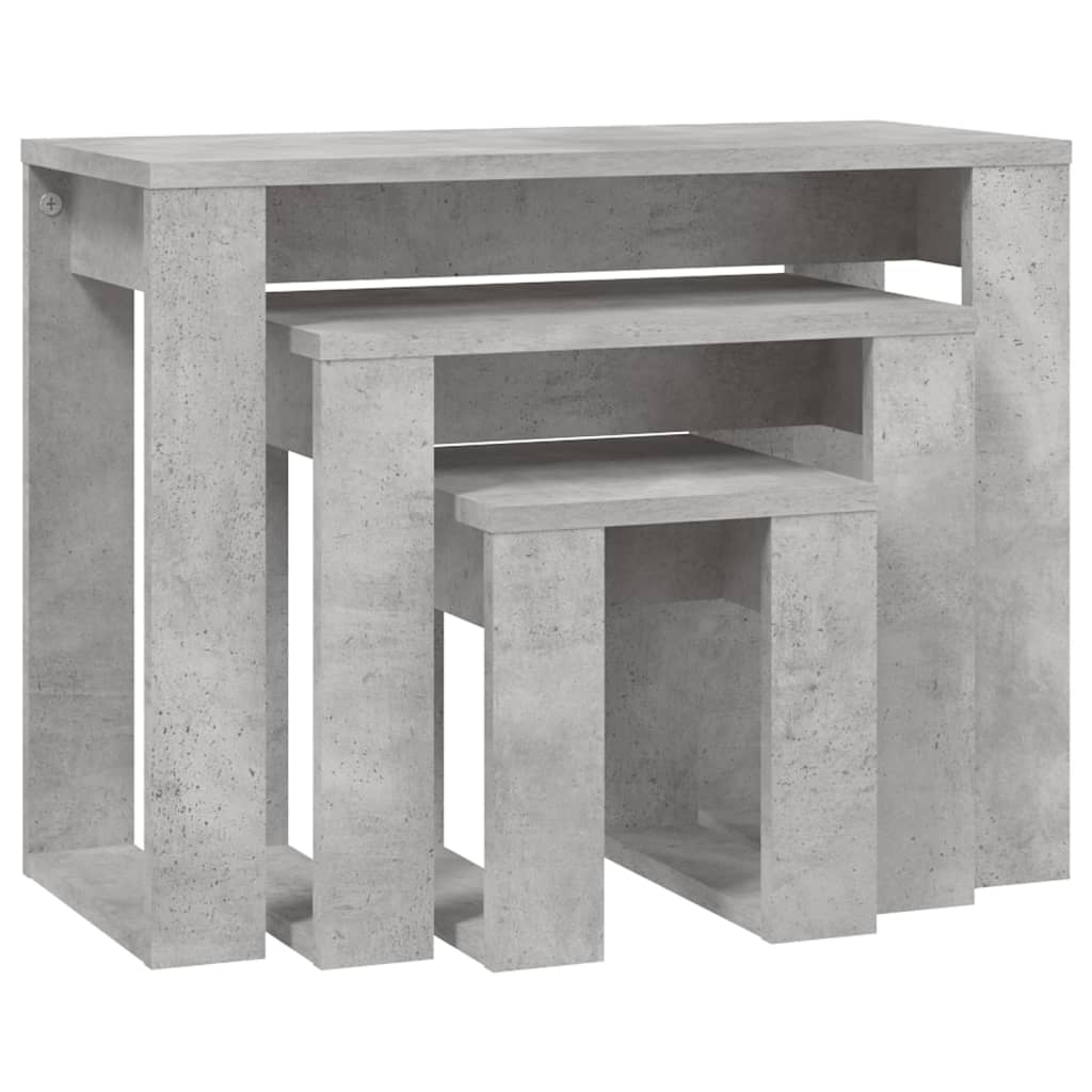 vidaXL Mese suprapuse, 3 buc., gri beton, lemn compozit