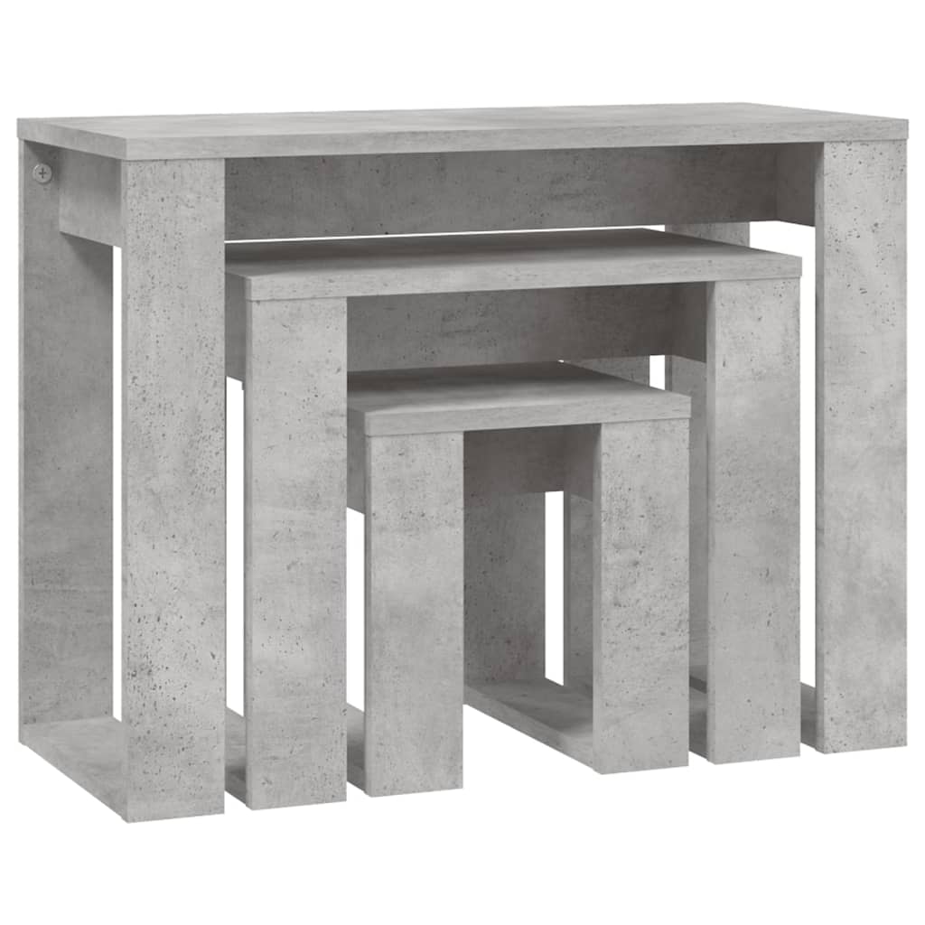vidaXL Mese suprapuse, 3 buc., gri beton, lemn compozit