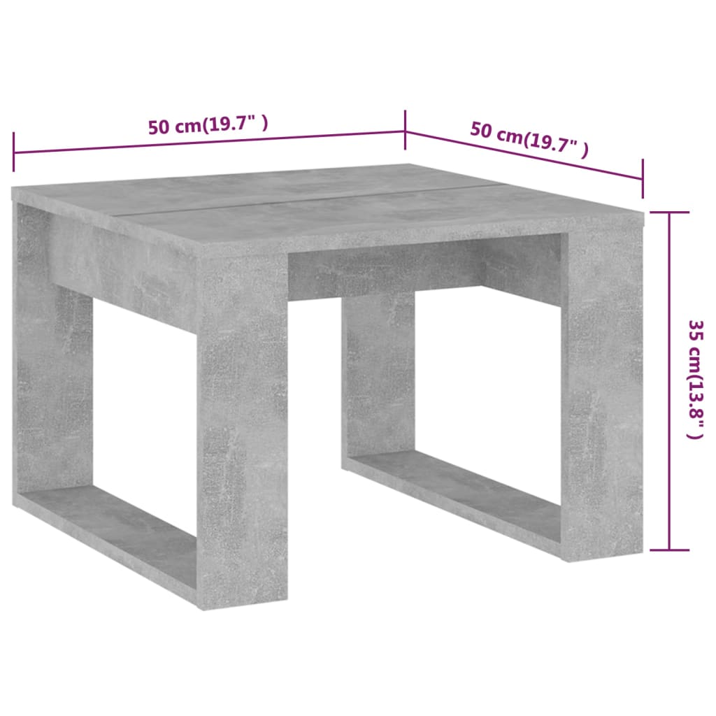 vidaXL Masă laterală, gri beton, 50x50x35 cm, PAL vidaXL Masă laterală, gri beton, 50x50x35 cm, PAL