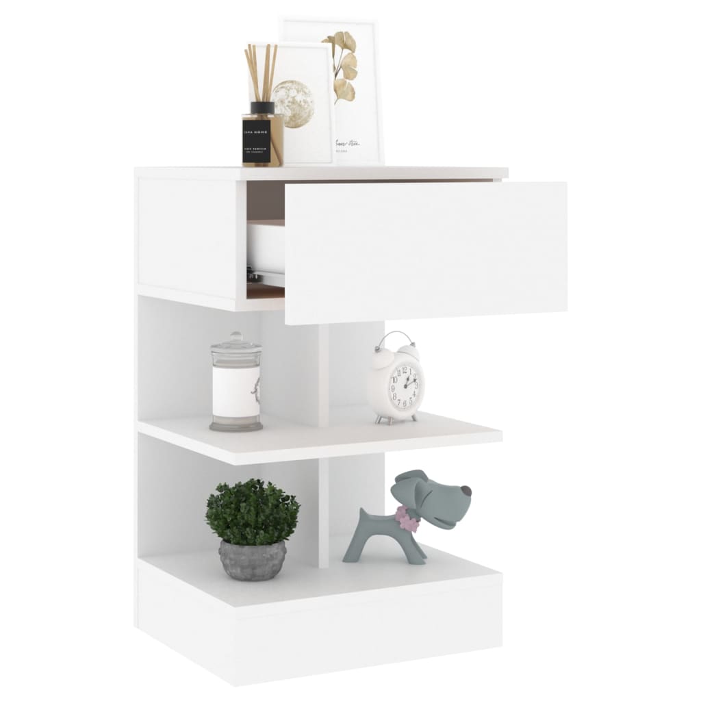 vidaXL Noptiere, 2 buc., alb, 40x35x65 cm, PAL vidaXL Noptiere, 2 buc., alb, 40x35x65 cm, PAL