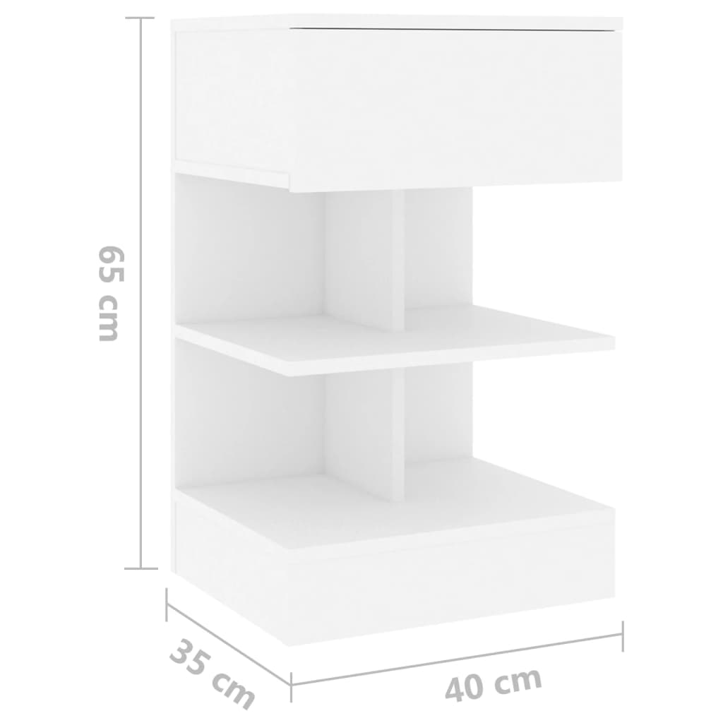 vidaXL Noptiere, 2 buc., alb, 40x35x65 cm, PAL vidaXL Noptiere, 2 buc., alb, 40x35x65 cm, PAL