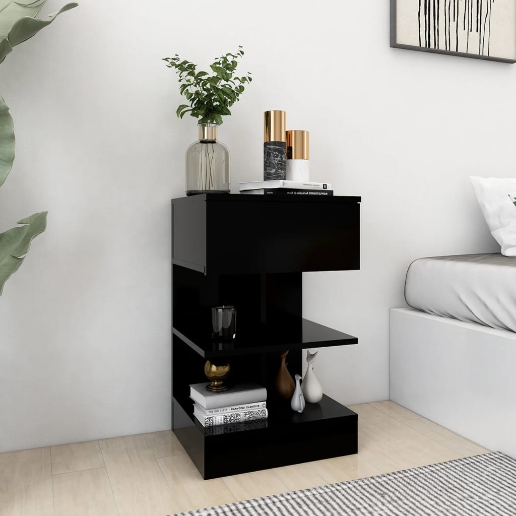 vidaXL Noptiere, 2 buc., negru, 40x35x65 cm vidaXL Noptiere, 2 buc., negru, 40x35x65 cm
