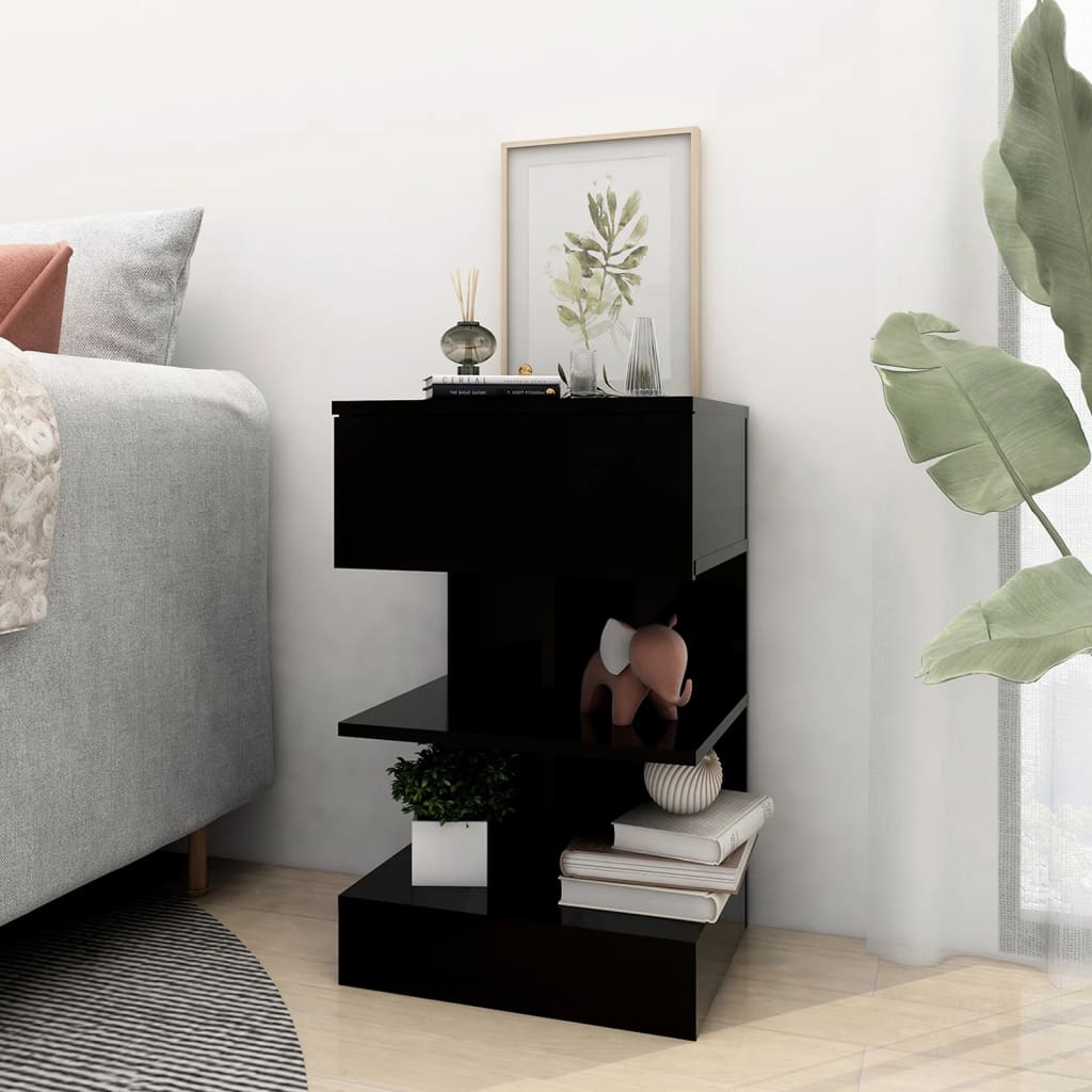vidaXL Noptiere, 2 buc., negru, 40x35x65 cm vidaXL Noptiere, 2 buc., negru, 40x35x65 cm