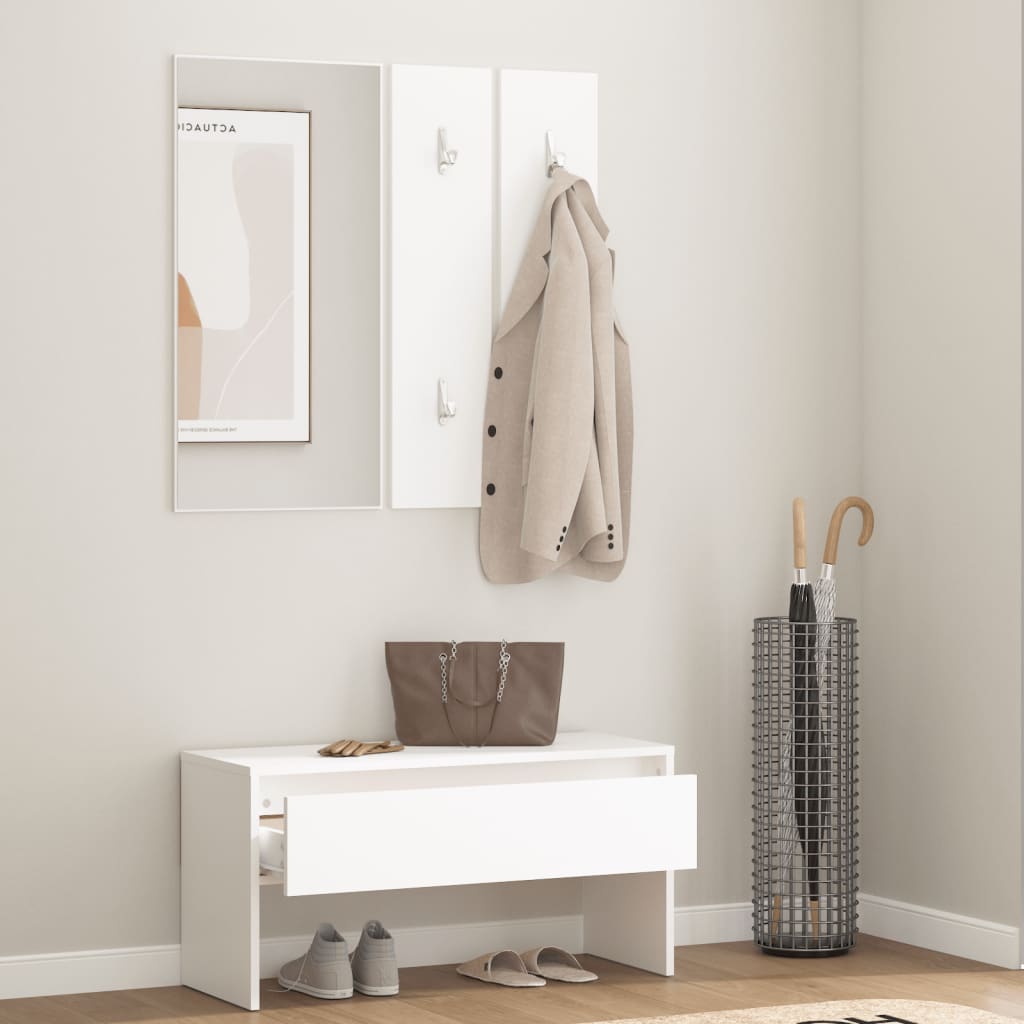 vidaXL Set de mobilier pentru hol, alb, lemn prelucrat