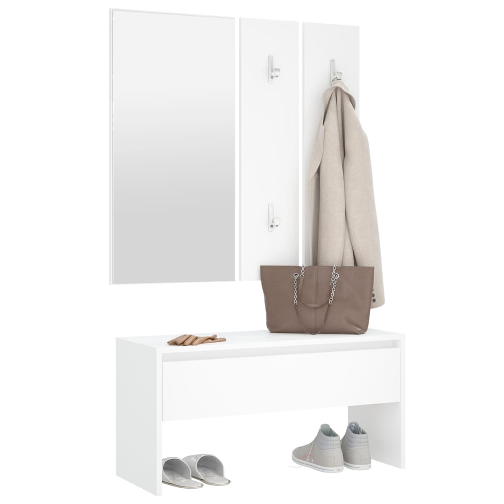 vidaXL Set de mobilier pentru hol, alb, lemn prelucrat