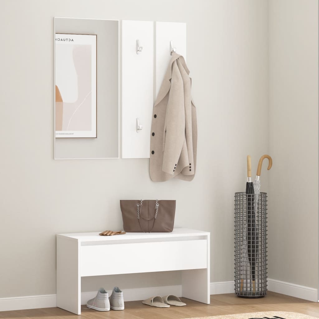 vidaXL Set de mobilier pentru hol, alb, lemn prelucrat