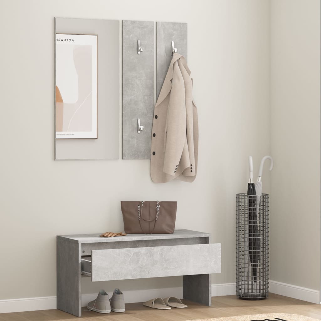 vidaXL Set de mobilier pentru hol, gri beton, lemn prelucrat