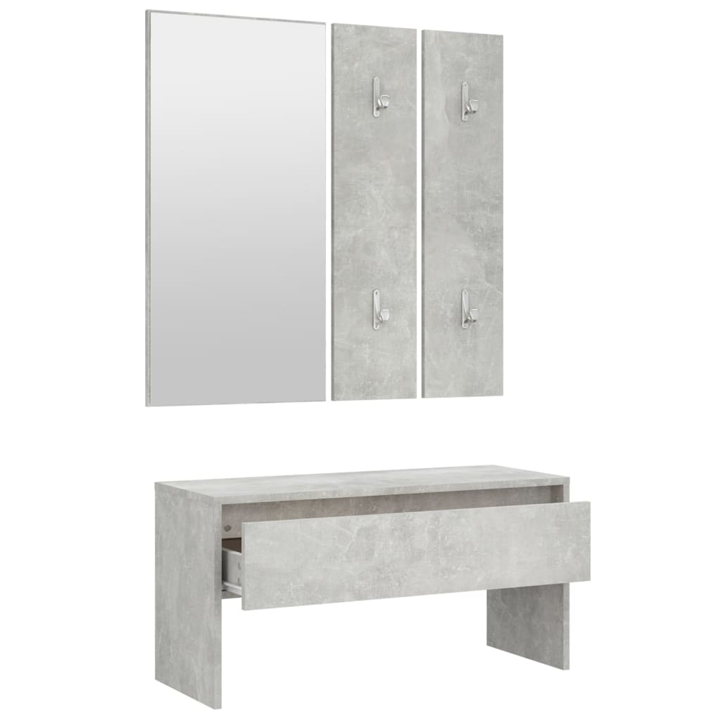 vidaXL Set de mobilier pentru hol, gri beton, lemn prelucrat