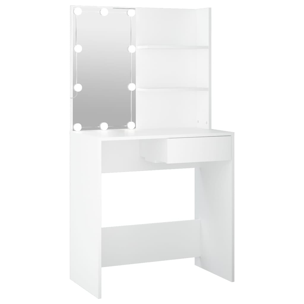 vidaXL Masă de toaletă cu LED, alb, 74,5x40x141 cm vidaXL Masă de toaletă cu LED, alb, 74,5x40x141 cm