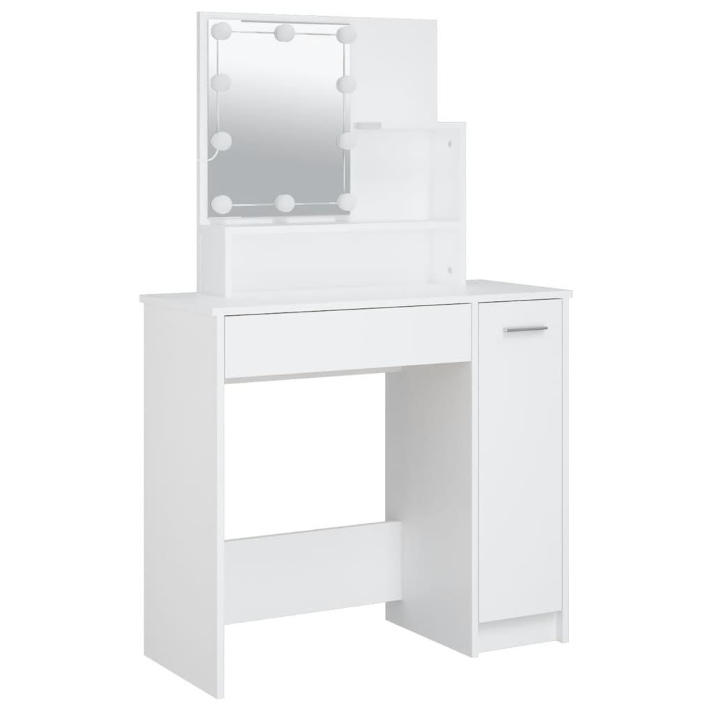 vidaXL Masă de toaletă cu LED, alb, 86,5x35x136 cm vidaXL Masă de toaletă cu LED, alb, 86,5x35x136 cm