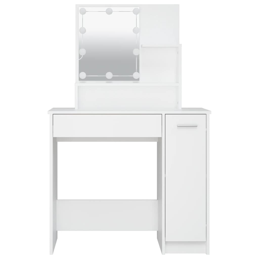 vidaXL Masă de toaletă cu LED, alb, 86,5x35x136 cm vidaXL Masă de toaletă cu LED, alb, 86,5x35x136 cm
