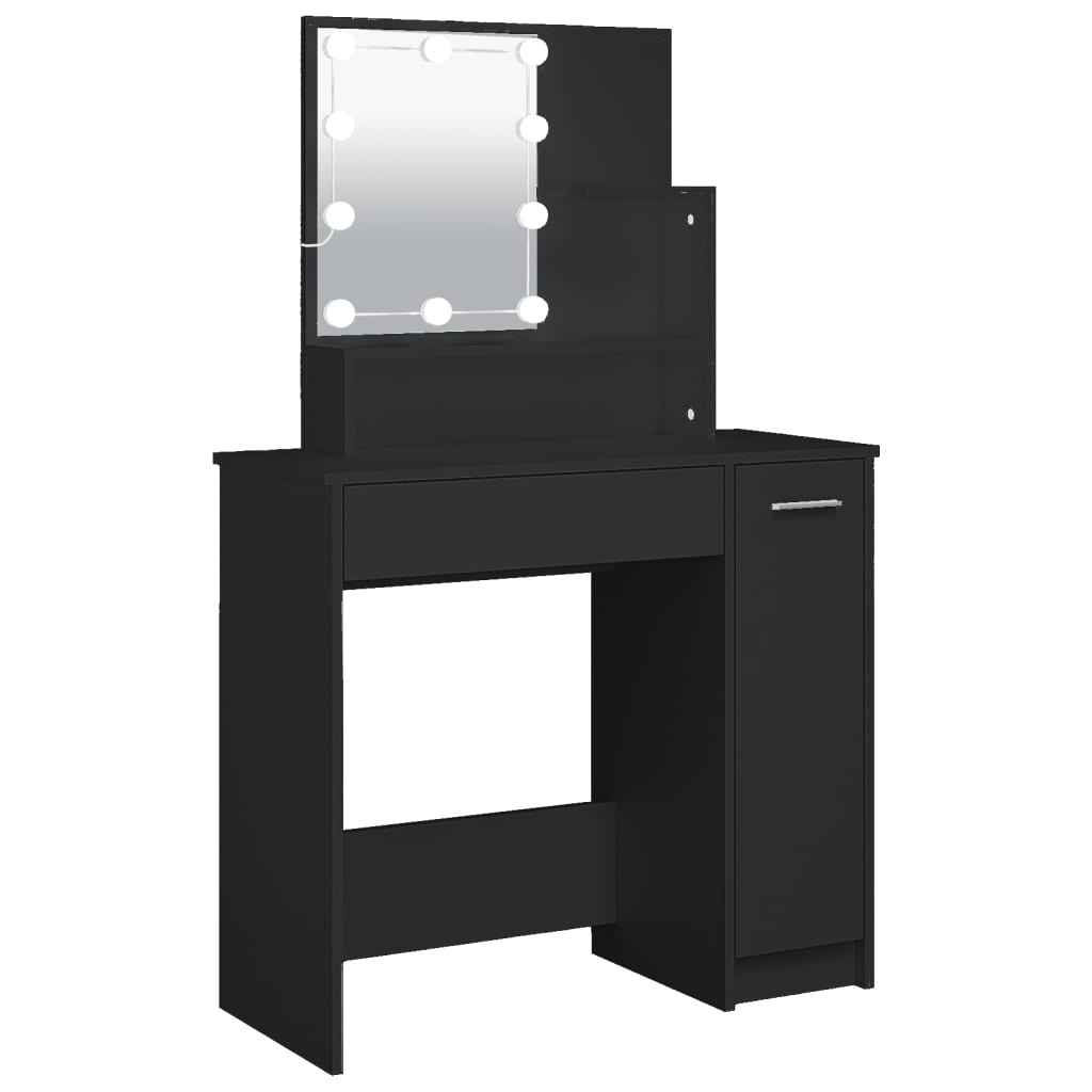 vidaXL Masă de toaletă cu LED, negru, 86,5x35x136 cm vidaXL Masă de toaletă cu LED, negru, 86,5x35x136 cm