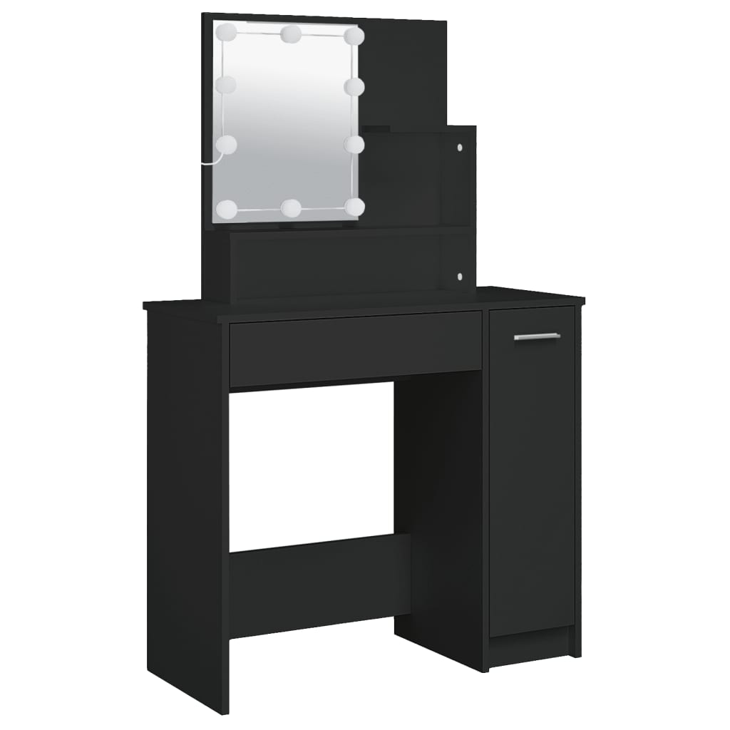 vidaXL Masă de toaletă cu LED, negru, 86,5x35x136 cm vidaXL Masă de toaletă cu LED, negru, 86,5x35x136 cm