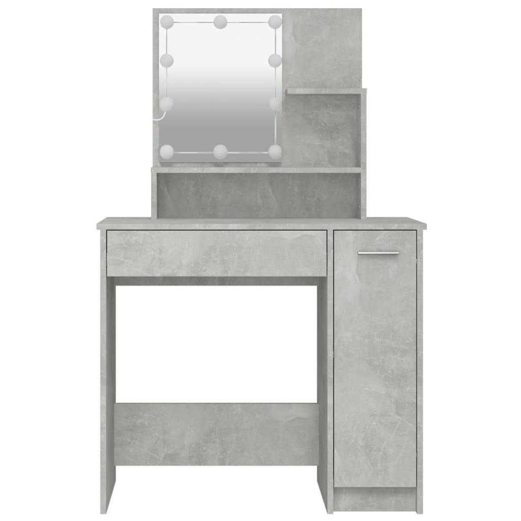 vidaXL Masă de toaletă cu LED, gri beton, 86,5x35x141 cm vidaXL Masă de toaletă cu LED, gri beton, 86,5x35x141 cm