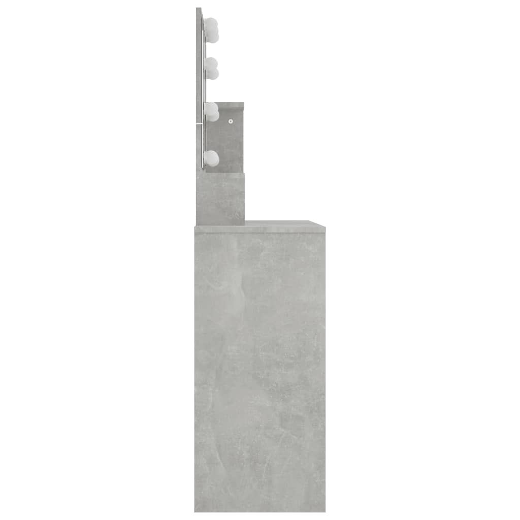 vidaXL Masă de toaletă cu LED, gri beton, 86,5x35x141 cm vidaXL Masă de toaletă cu LED, gri beton, 86,5x35x141 cm