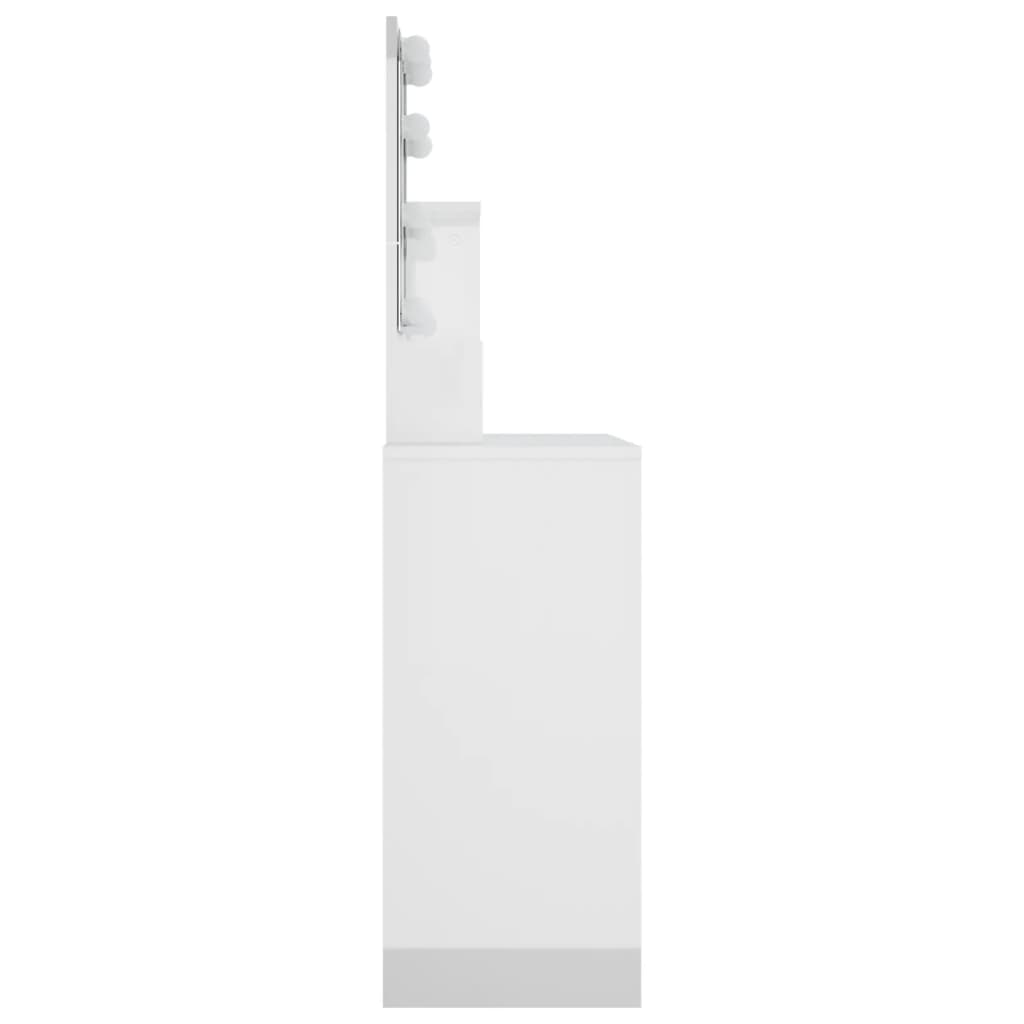 vidaXL Masă de toaletă cu LED, alb extralucios, 86,5x35x136 cm vidaXL Masă de toaletă cu LED, alb extralucios, 86,5x35x136 cm