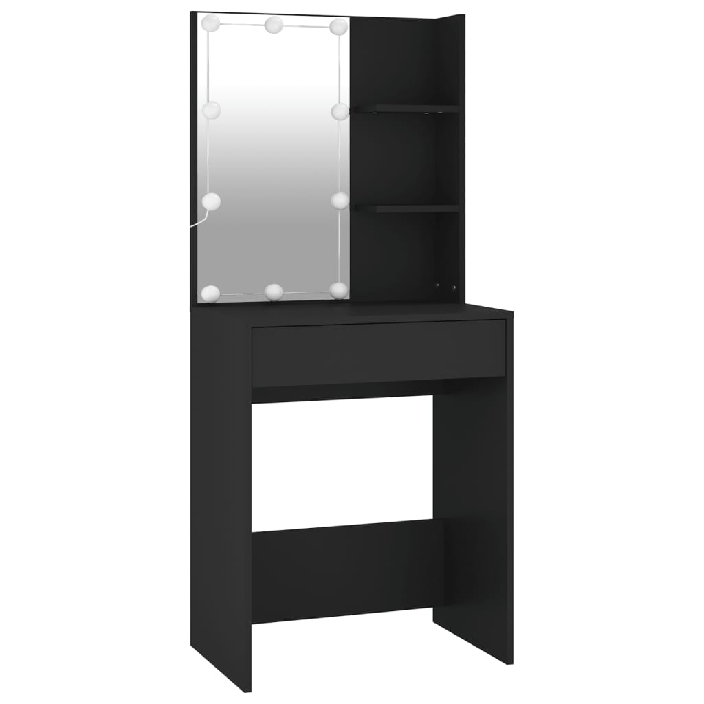 vidaXL Masă de toaletă cu LED, negru, 60x40x140 cm vidaXL Masă de toaletă cu LED, negru, 60x40x140 cm