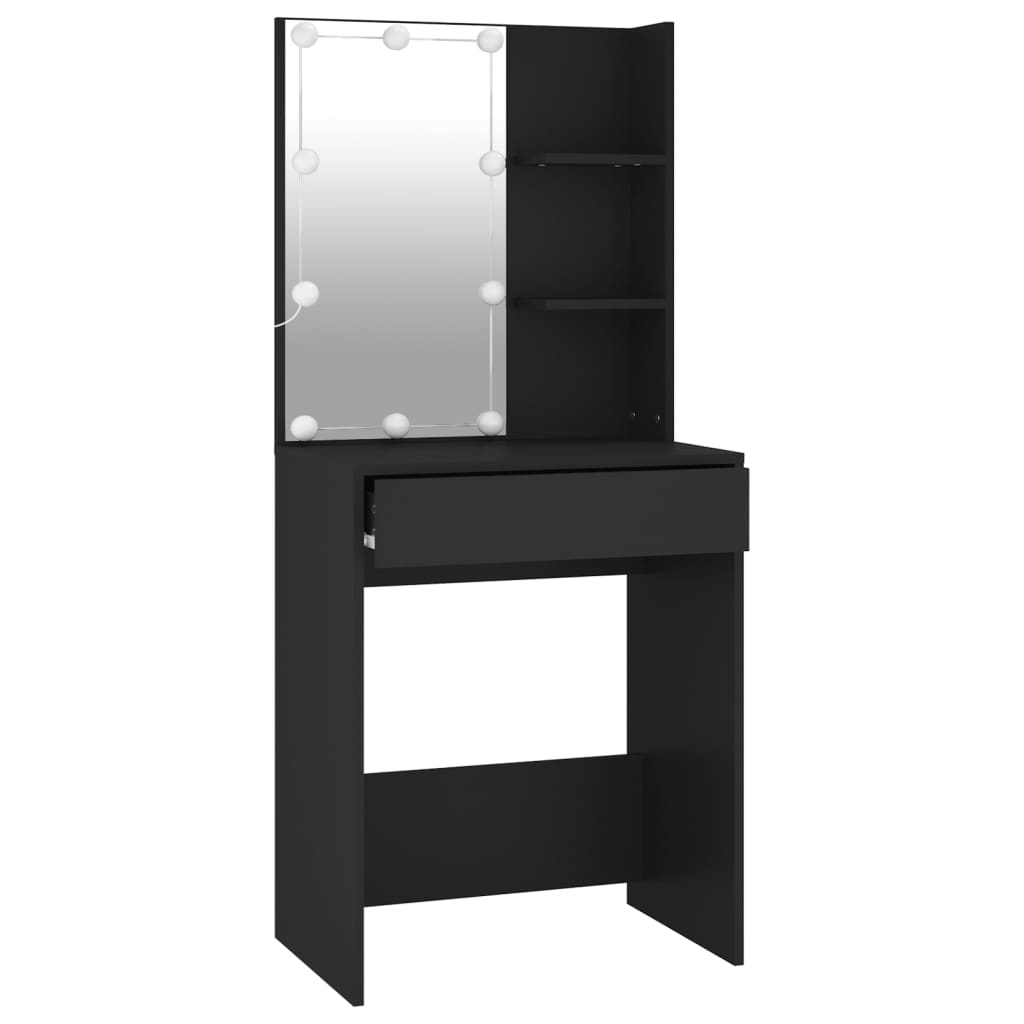 vidaXL Masă de toaletă cu LED, negru, 60x40x140 cm vidaXL Masă de toaletă cu LED, negru, 60x40x140 cm