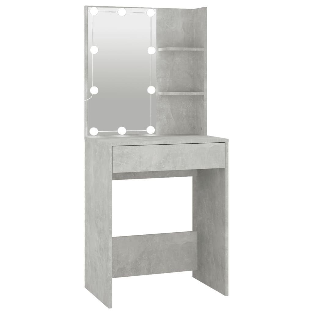 vidaXL Masă de toaletă cu LED, gri beton, 60x40x140 cm vidaXL Masă de toaletă cu LED, gri beton, 60x40x140 cm