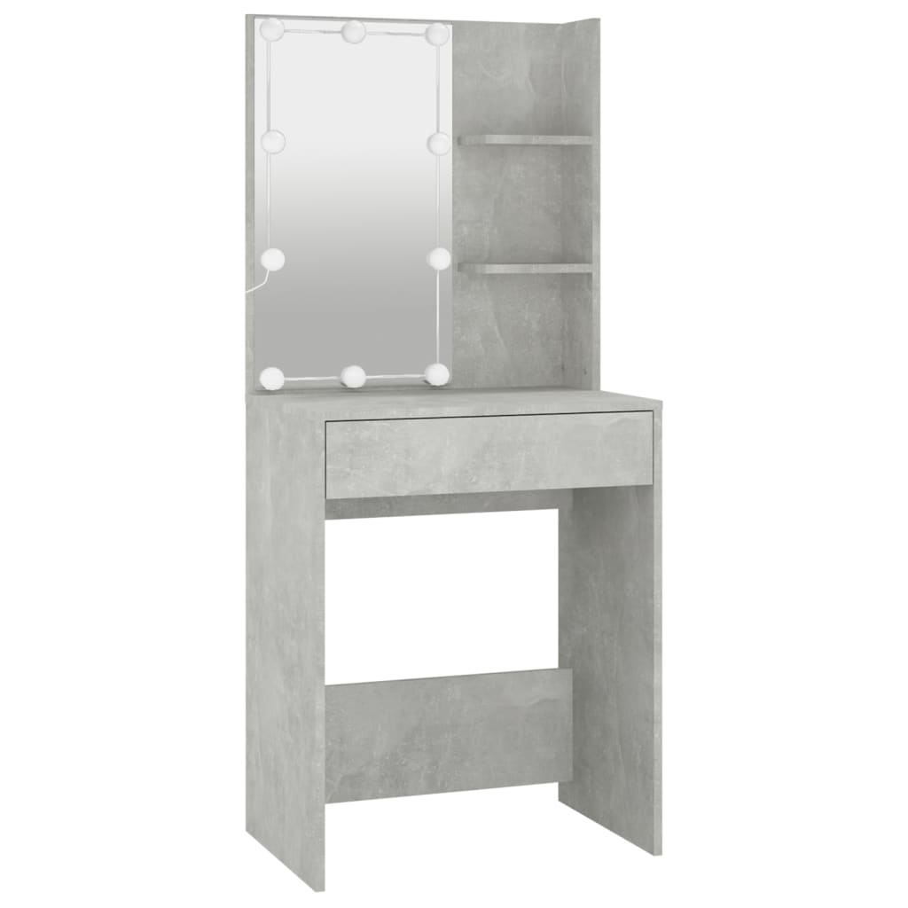 vidaXL Masă de toaletă cu LED, gri beton, 60x40x140 cm vidaXL Masă de toaletă cu LED, gri beton, 60x40x140 cm