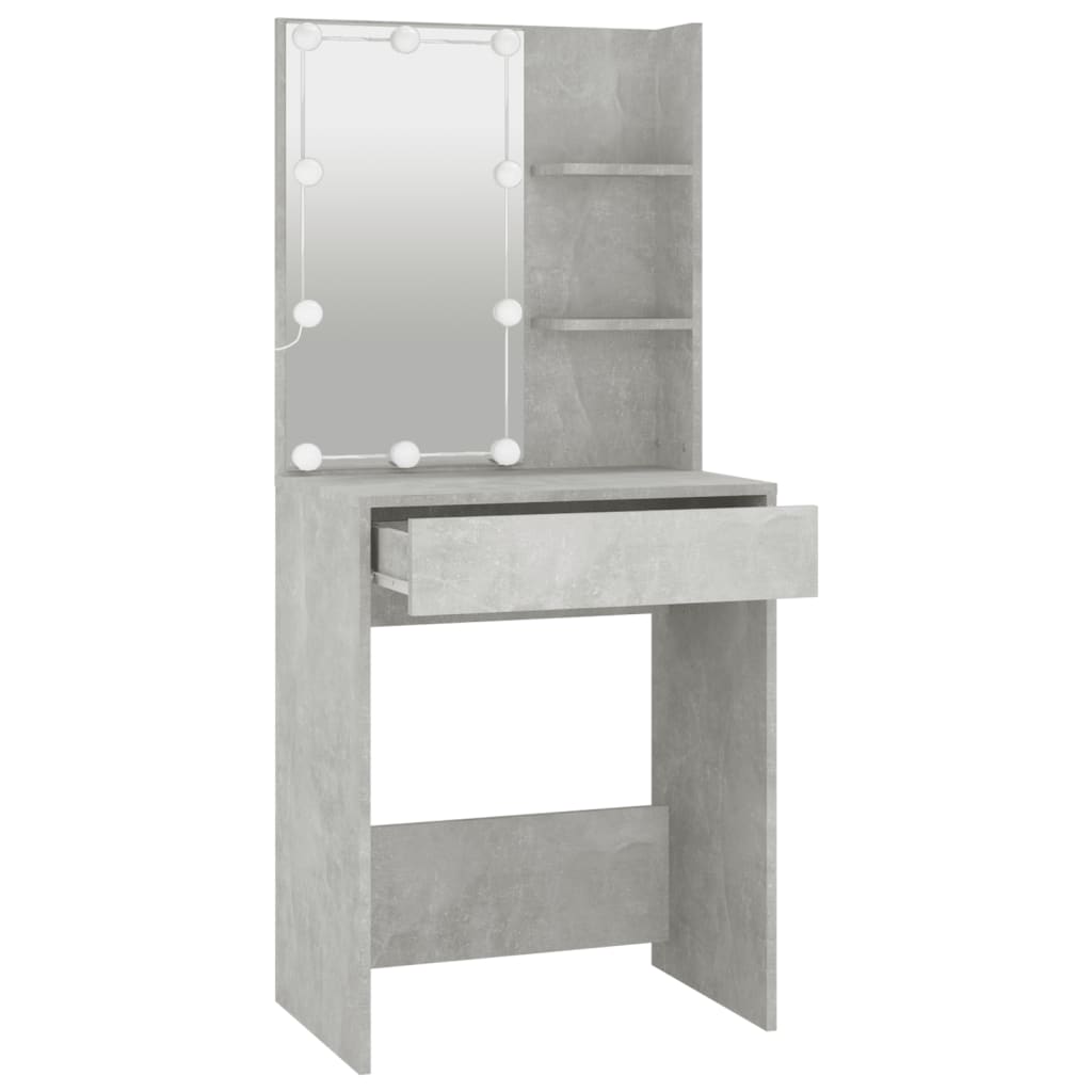 vidaXL Masă de toaletă cu LED, gri beton, 60x40x140 cm vidaXL Masă de toaletă cu LED, gri beton, 60x40x140 cm